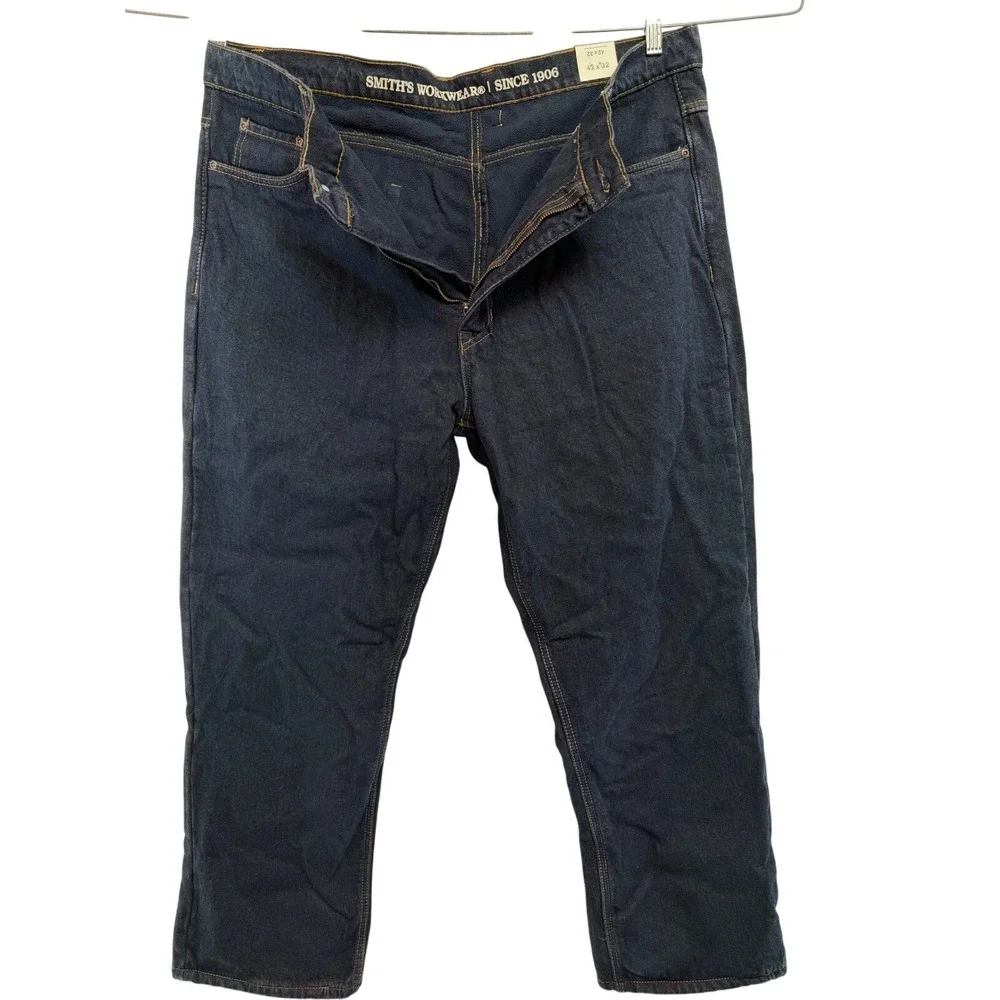 Smiths Workwear Mens 42x32 Relaxed Fit Fleece Lined‎ 5 Pocket Denim Jeans (HH11)